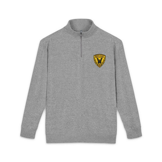 Embroidered Golden Lion Crest Quarter-Zip Pullover