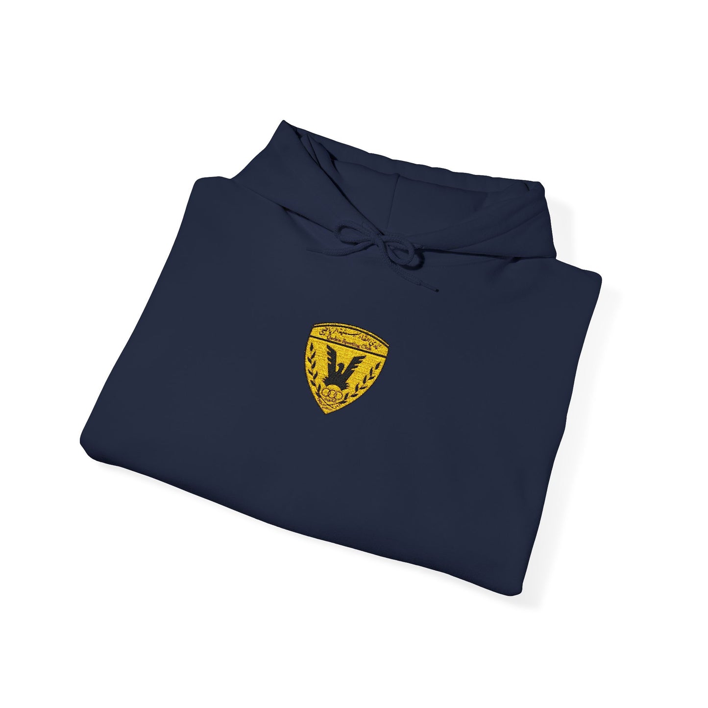 Gold Heart Crest Hoodie — Small Sparkling Heart Emblem Pullover