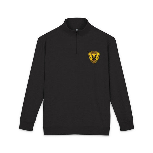 Embroidered Golden Lion Crest Quarter-Zip Pullover