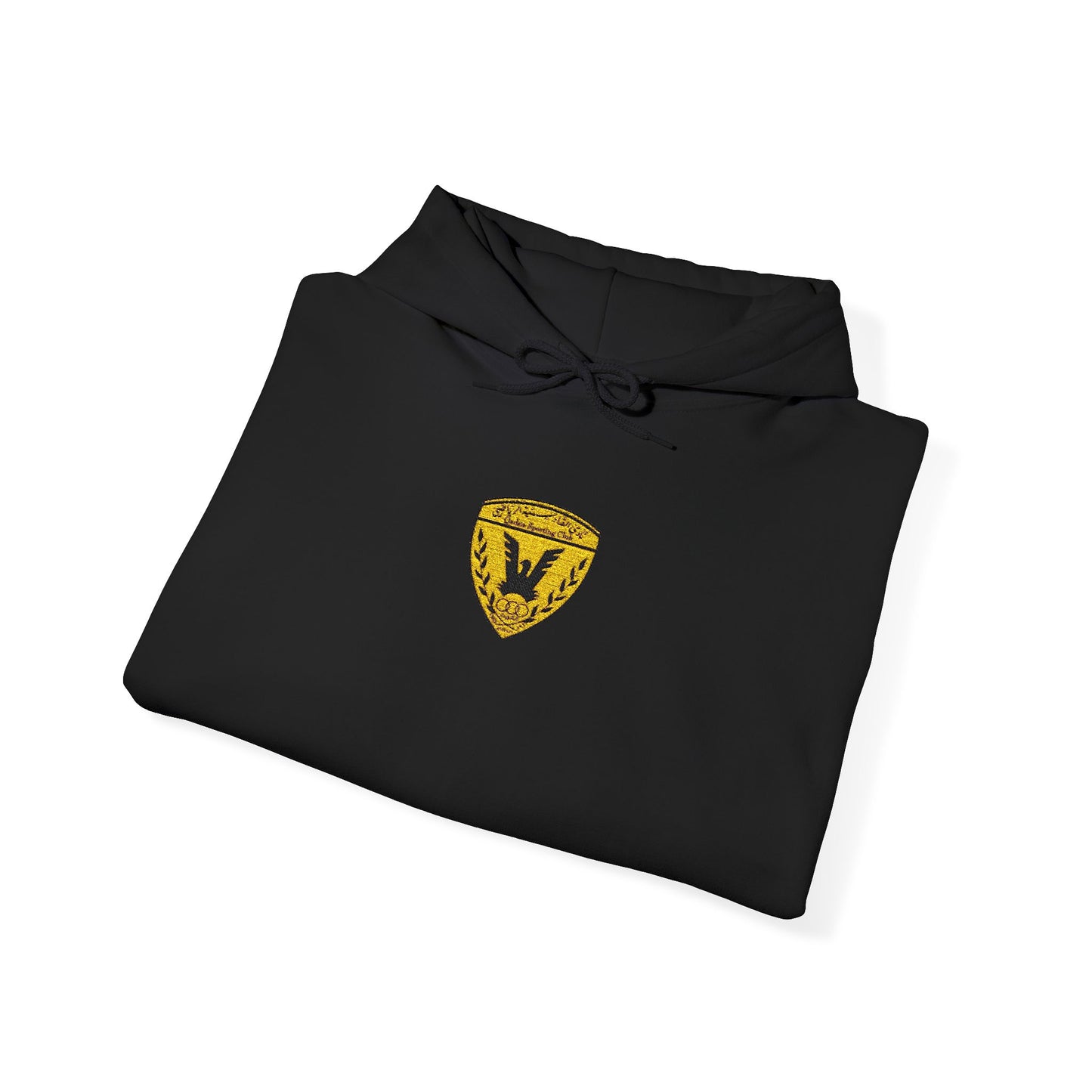 Gold Heart Crest Hoodie — Small Sparkling Heart Emblem Pullover