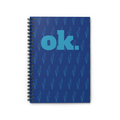 Spiral Notebook - Stylish Blue "Ok" Design, Motivational Journal, Office Supplies, Stationery Gift, Student Planner, Sketchbook