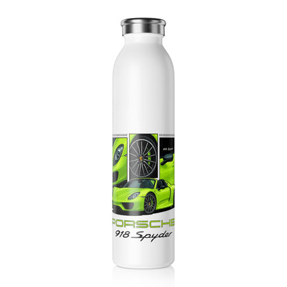 Porsche 918 Spyder Slim Water Bottle - Lime Green Sports Car Stainless Steel Bottle