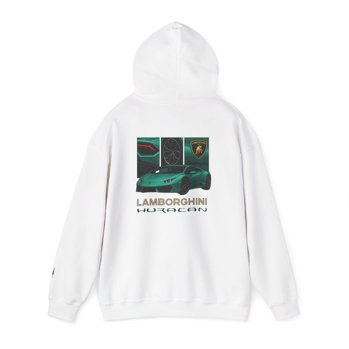 Lamborghini Huracán Graphic Hoodie — White Luxury Sports Car Pullover