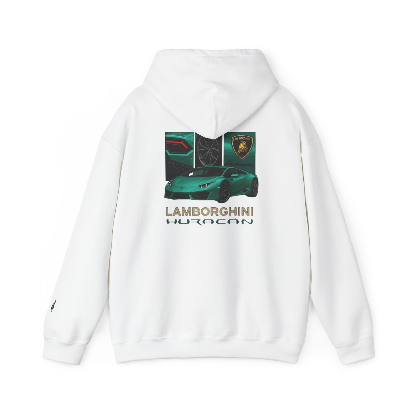 Lamborghini Huracán Graphic Hoodie — White Luxury Sports Car Pullover