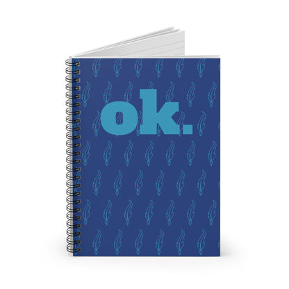 Spiral Notebook - Stylish Blue "Ok" Design, Motivational Journal, Office Supplies, Stationery Gift, Student Planner, Sketchbook