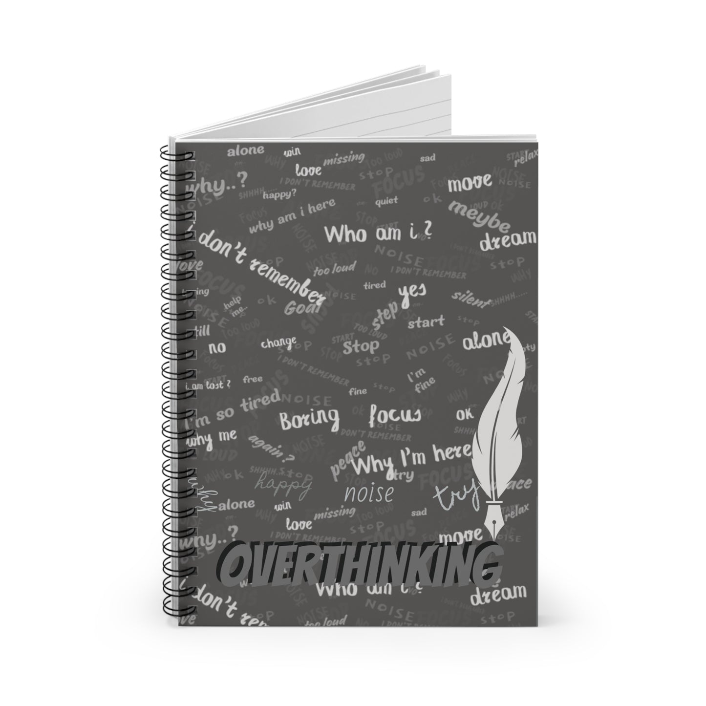 Thought-Provoking Spiral Notebook - Ruled Lines, Grey Aesthetic Stationery, Inspirational Journal, Gift for Writers, Back to School Supplies