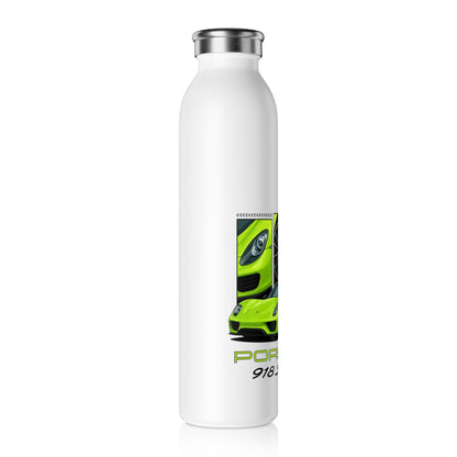 Porsche 918 Spyder Slim Water Bottle - Lime Green Sports Car Stainless Steel Bottle