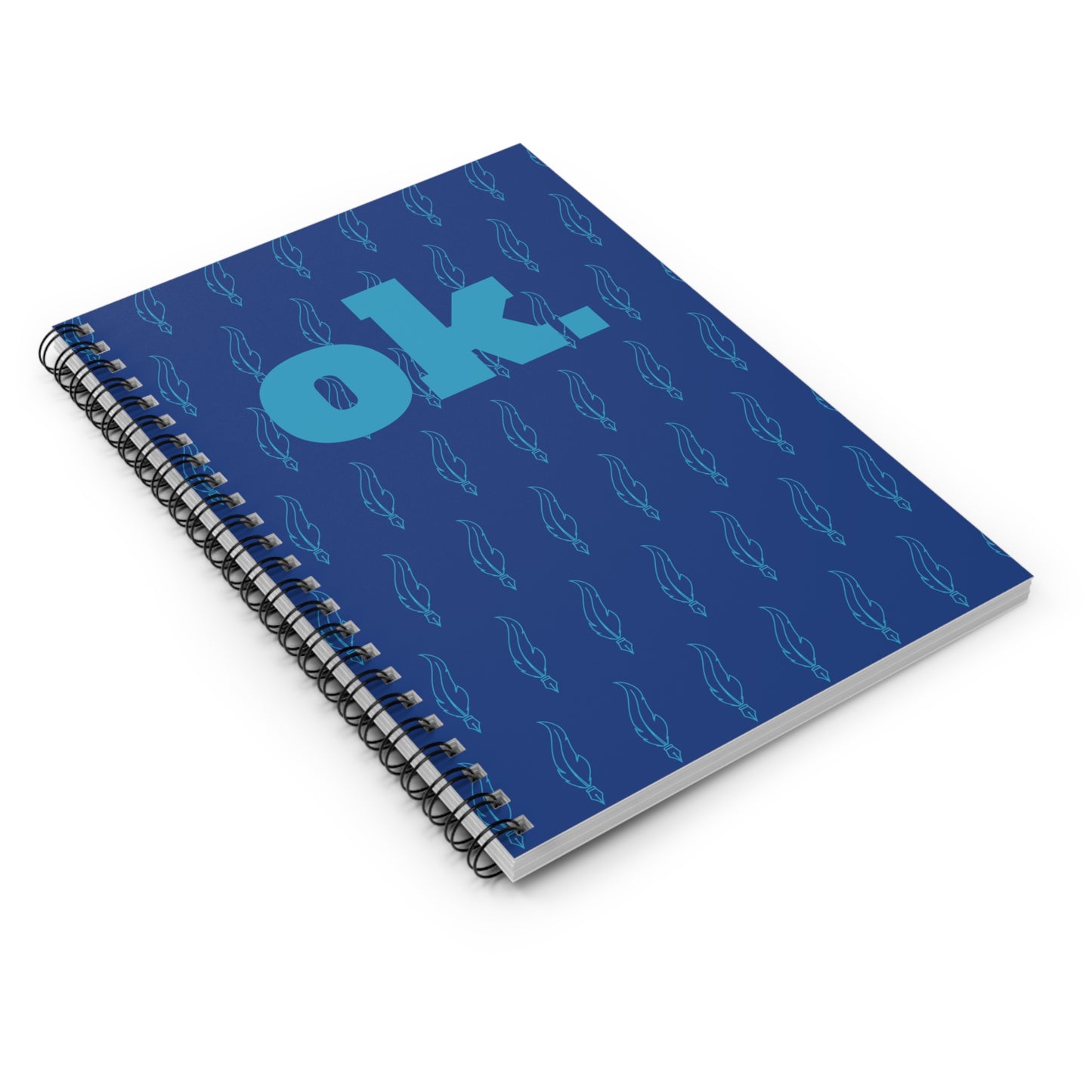 Spiral Notebook - Stylish Blue "Ok" Design, Motivational Journal, Office Supplies, Stationery Gift, Student Planner, Sketchbook