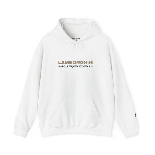 Lamborghini Huracán Graphic Hoodie — White Luxury Sports Car Pullover