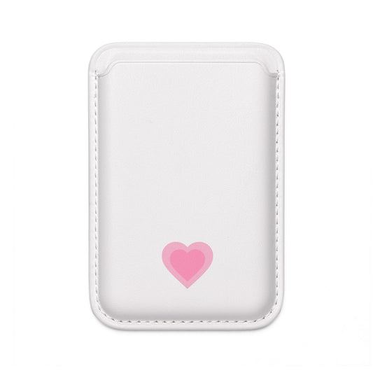 MagSafe Vegan Wallet — Pink Heart Minimal Card Holder