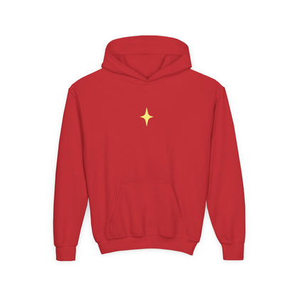Youth Hoodie — Shiny Star Graphic Pullover (Yellow Star, Sparkle Back Design)